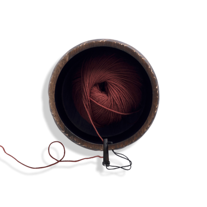 Garnschale - Holz mit Blattmuster