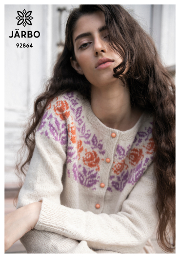 Rosa - Strickjacke mit geblümter Rundpasse