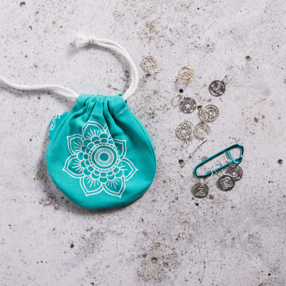 Mindful Sterlingversilberte Maschenmarkierer mit Chakra-Symbolen