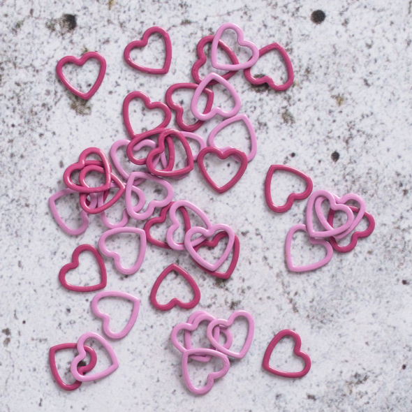 Zubehör für magnetische Handarbeitskette: Maschenmarkierer Set Herzen